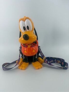 2025 Disney Parks Halloween Party Pluto Skeleton Sipper Cup Pumpkin Lights EUC